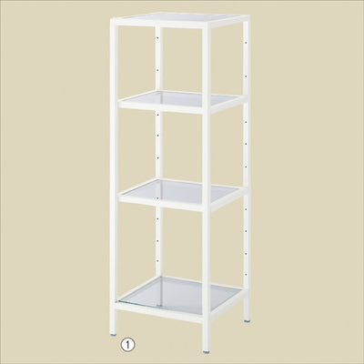 店舗用品店舗什器ボックスフレームラックW45cm4段サテンホワイトの商品画像