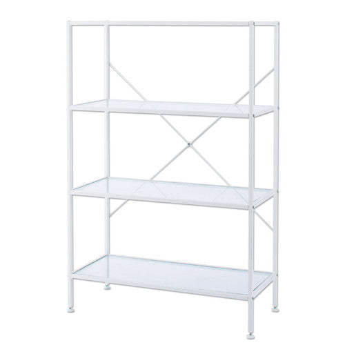 店舗用品店舗什器スリムガラスラック4段ホワイトの商品画像