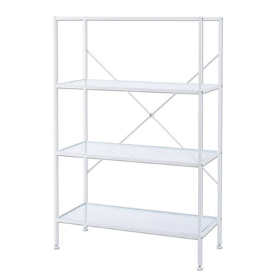 店舗用品店舗什器スリムガラスラック4段ホワイトの商品画像