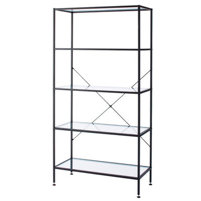 店舗用品店舗什器スリムガラスラック5段ブラックの商品画像