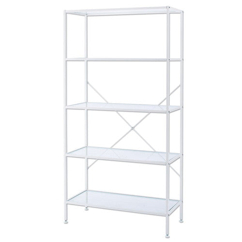店舗用品店舗什器スリムガラスラック5段ホワイトの商品画像