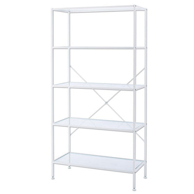 店舗用品店舗什器スリムガラスラック5段ホワイトの商品画像
