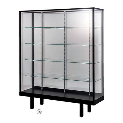 店舗用品店舗什器ハイタイプガラスショーケースステージ無しブラックW120cmH150cm引戸後の商品画像