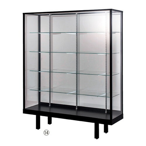 店舗用品店舗什器ハイタイプガラスショーケースステージ無しブラックW120cmH210cm引戸前の商品画像