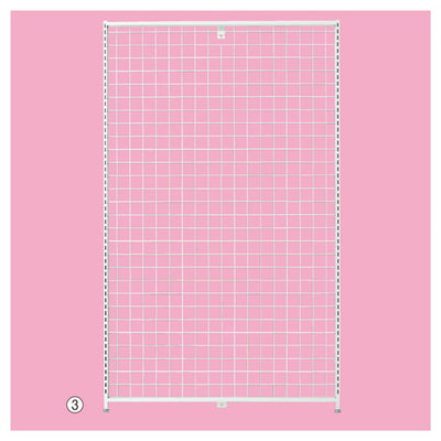 店舗用品システム什器SF中央両面タイプ用ワイドエンドネットスリット付きW90×H150cm用ホワイトの商品画像