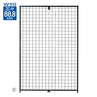 店舗用品システム什器SF中央両面タイプ用ワイドエンドネットスリット付きW90×H150cm用ブラックの商品画像