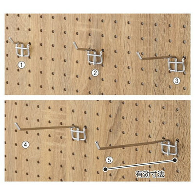 店舗用品店舗什器有孔パネル用フック(直径4mm)クロームL15cmの商品画像