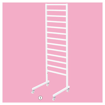 店舗用品システム什器角バーパネルスタンドホワイトキャスター付き片面タイプW45cmの商品画像