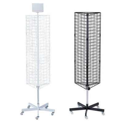 店舗用品店舗什器三角回転ネット什器ロングタイプ白の商品画像