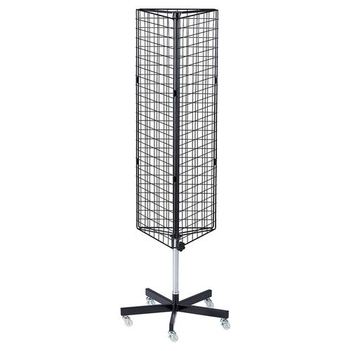 店舗用品店舗什器三角回転ネット什器ロングタイプ黒の商品画像