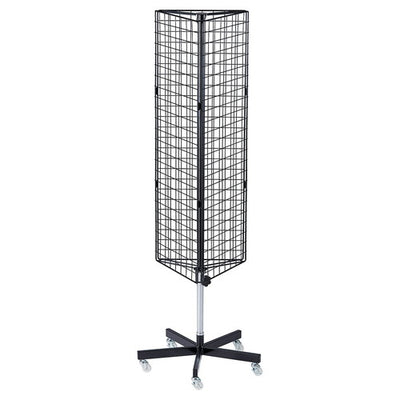 店舗用品店舗什器三角回転ネット什器ロングタイプ黒の商品画像