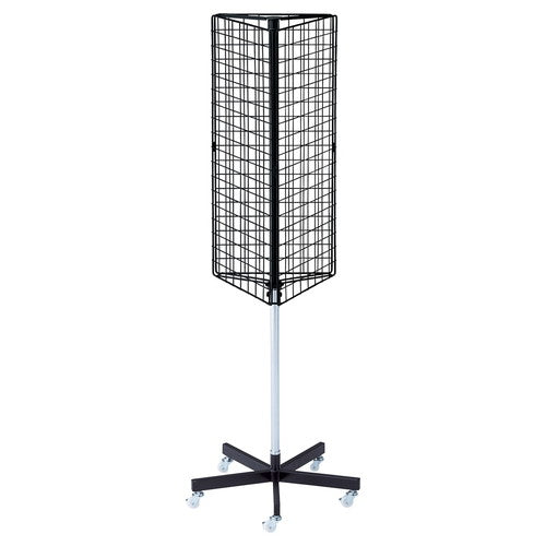 店舗用品店舗什器三角回転ネット什器黒の商品画像