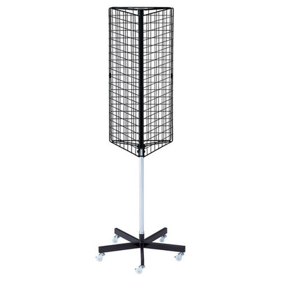 店舗用品店舗什器三角回転ネット什器黒の商品画像