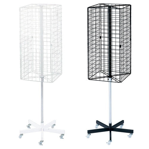 店舗用品店舗什器4面回転ネット什器白の商品画像