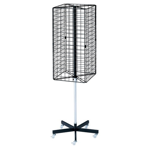 店舗用品店舗什器4面回転ネット什器黒の商品画像