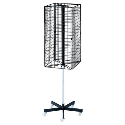 店舗用品店舗什器4面回転ネット什器黒の商品画像