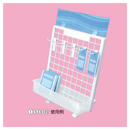店舗用品店舗什器樹脂製卓上ネットスタンドフック白L5cmの商品画像