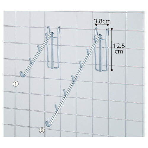 店舗用品店舗什器ネット用傾斜フック30°(直径8mm)4連の商品画像