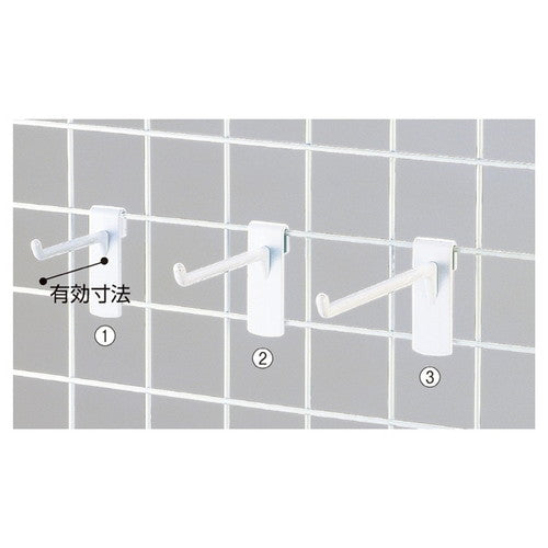 店舗用品店舗什器樹脂製ネットフック白L8cm【10本】の商品画像