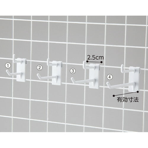 店舗用品店舗什器樹脂製ネットフック白2段タイプL11cm【10本】の商品画像