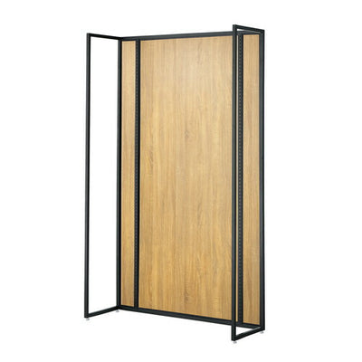 店舗用品システム什器UR壁面タイプW120×H210cm本体ブラック選べる5タイプラスティック柄パネル付きの商品画像