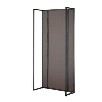 店舗用品システム什器UR壁面タイプW90×H210cm本体ブラック選べる5タイプダークブラウンパネル付きの商品画像