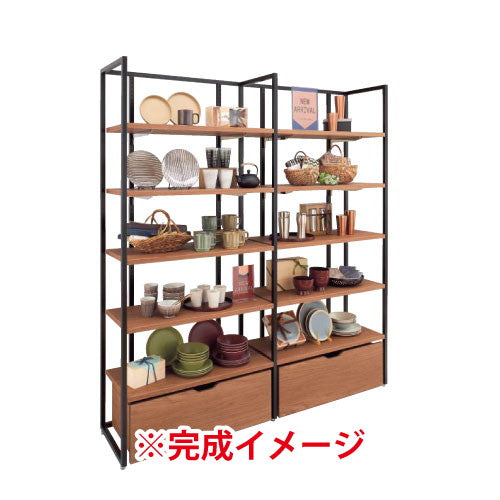 (連結) ユニットラック UR90壁面タイプ W90×H210cm 黒 エクリュパネル付き ※本体別売 kp38-14-8-2