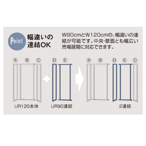(連結) ユニットラック UR90壁面タイプ W90×H210cm 黒 エクリュパネル付き ※本体別売 kp38-14-8-2