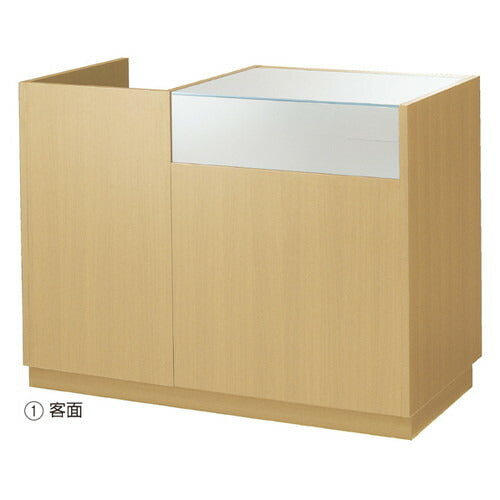 店舗用品店舗什器引き戸型ショーケース付きレジ台W120cmダークブラウンの商品画像