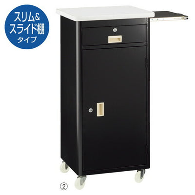 店舗用品店舗什器スチール製作業台スライド棚付き黒扉無しの商品画像