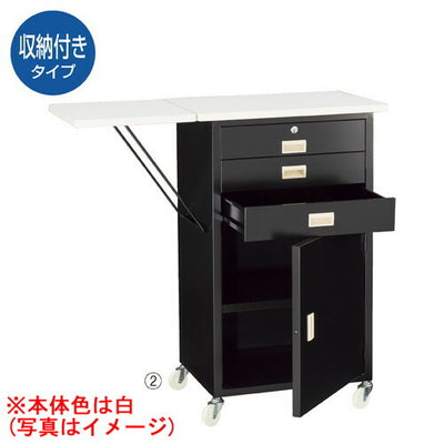 店舗用品店舗什器スチール製作業台収納付きタイプ錠付き白の商品画像