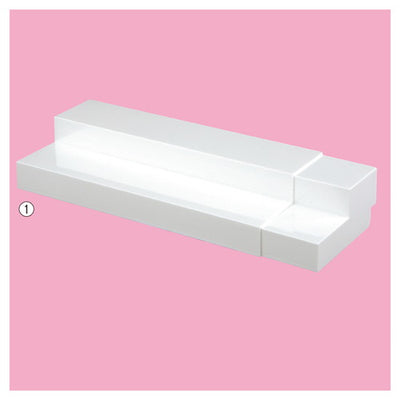 店舗用品演出用品スライド式ディスプレイ白2段の商品画像