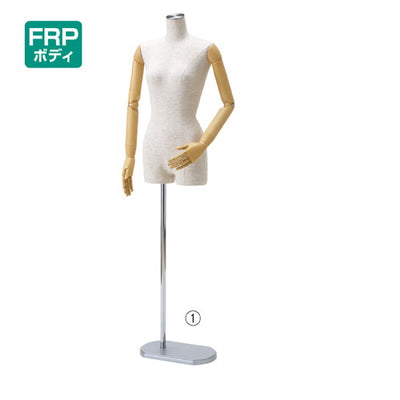 店舗用品ディスプレイ用品婦人腕付き芯地張トルソー9号ステンレス調の商品画像