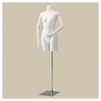 店舗用品ディスプレイ用品婦人腰受け腕付きトルソー9号腕付き白の商品画像