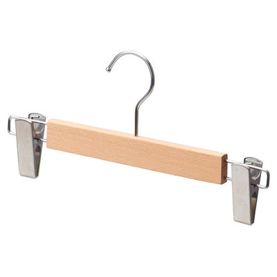 店舗用品ディスプレイ用品木製ボトムハンガー木地仕上げ外型クリップ付きの商品画像