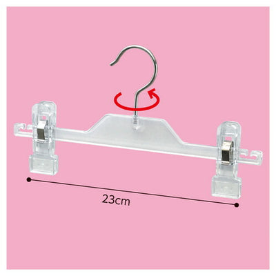 店舗用品ディスプレイ用品子供用プラスチック製ボトムハンガー透明W27cmの商品画像
