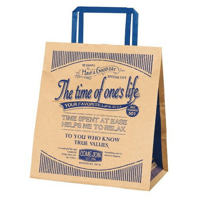 店舗用品ラッピング用品手提げ紙袋アメリカンヴィンテージ22×14×25cmの商品画像