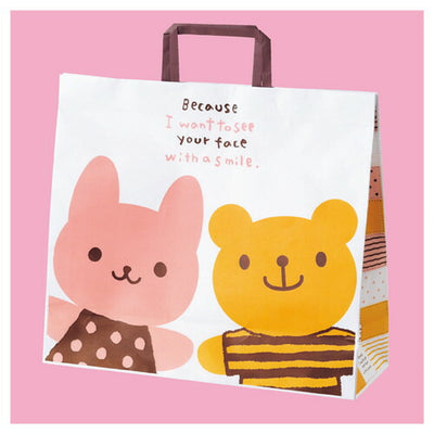 店舗用品ラッピング用品手提げ紙袋うさクマ26×10×23cmの商品画像