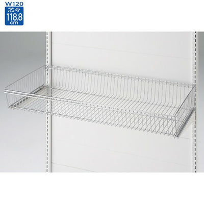 店舗用品システム什器ワイヤーバスケットセット3段可変式W120cmタイプD40cmの商品画像