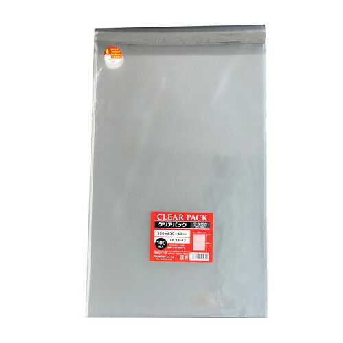 店舗用品ラッピング用品クリアパックOPP透明袋(テープ付き)28×43cmの商品画像