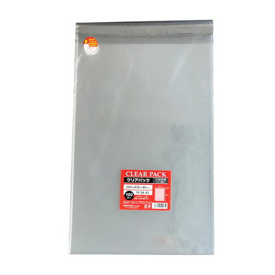 店舗用品ラッピング用品クリアパックOPP透明袋(テープ付き)28×43cmの商品画像