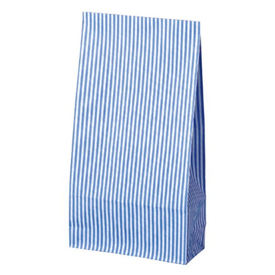 店舗用品ラッピング用品モノストライプブルー角底紙袋9×5×17.5cmの商品画像