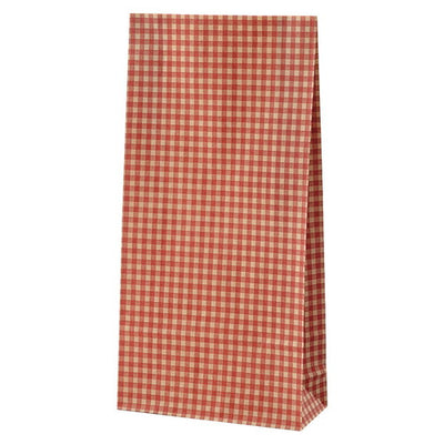 店舗用品ラッピング用品ギンガムチェックレッド角底紙袋12×6.5×22cmの商品画像