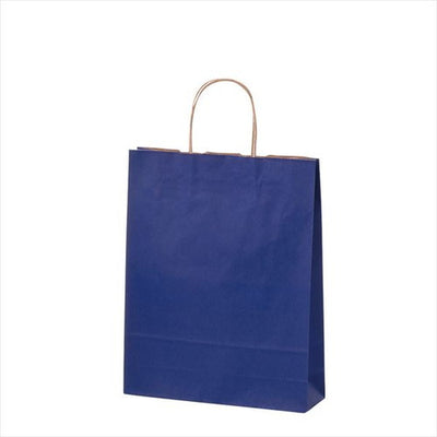 店舗用品ラッピング用品カラー手提げ紙袋ネイビー27×8×34cmの商品画像
