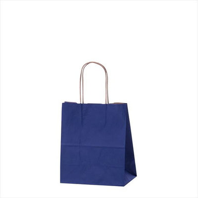 店舗用品ラッピング用品カラー手提げ紙袋ネイビー21×12×25cmの商品画像