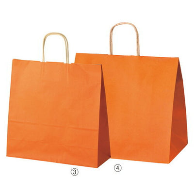 店舗用品ラッピング用品カラー手提げ紙袋オレンジ34×22×32cmの商品画像