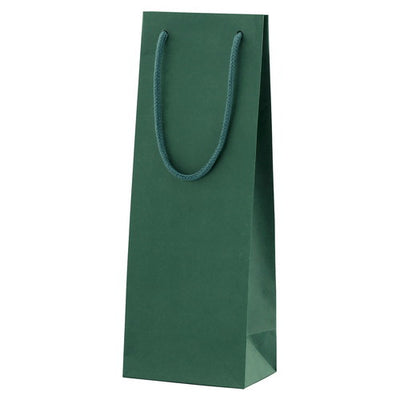 店舗用品ラッピング用品カラー手提げ紙袋グリーン13×9×36(ワイン用)cmの商品画像