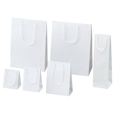 店舗用品ラッピング用品手提げ紙袋白ストライプエンボス10×7×12cmの商品画像