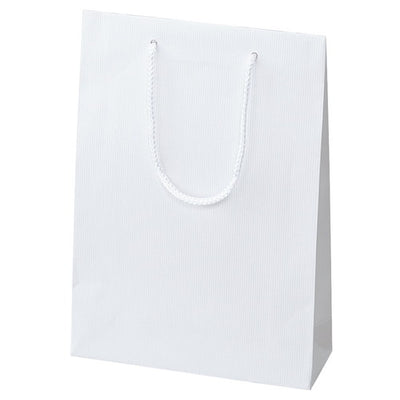 店舗用品ラッピング用品手提げ紙袋白ストライプエンボス22.5×8×32cmの商品画像