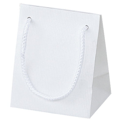 店舗用品ラッピング用品手提げ紙袋白ストライプエンボス10×7×12cmの商品画像